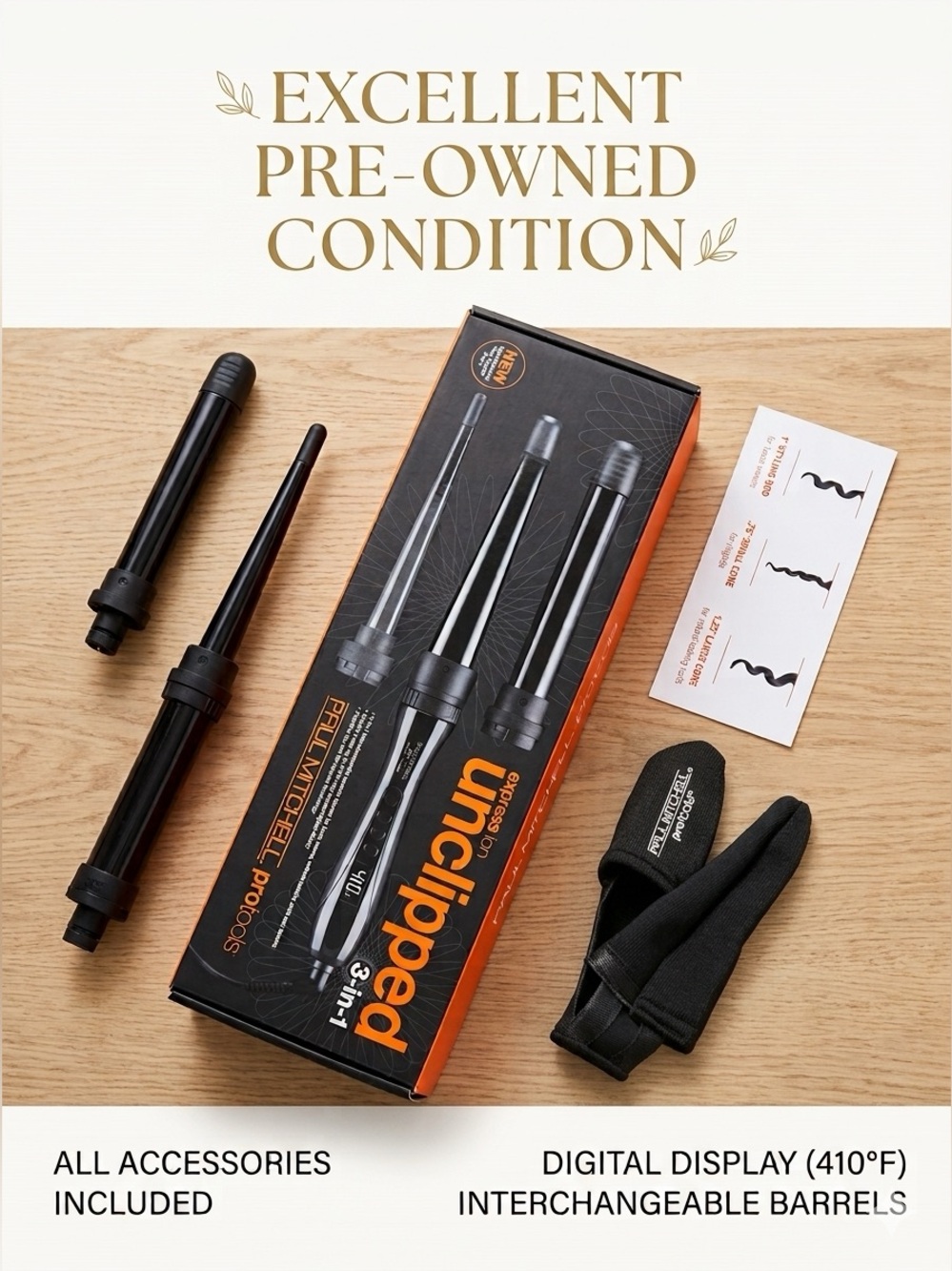 🔥 Paul Mitchell Unclipped 3 in 1 curling wand EUC!